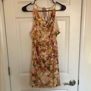 Significant Other Floral Cowl Neck Halter Dress
